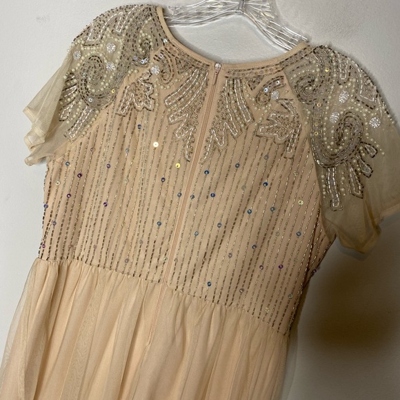 ASOS Shirt Sleeve Tulle Beaded Maternity Dress 10 - Picture 7 of 9